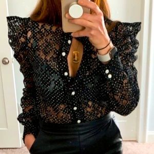 Lulus black/white lace top